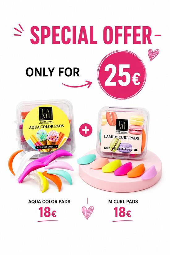 Lami Lashes Aqua Color Pads + Lami Lashes M Curl Matte Pads 